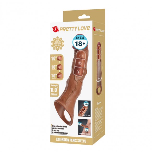 PRETTY LOVE - Ragna Extension Penis Sleeve (Brown Color)